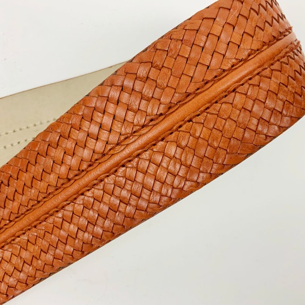 MICHAEL KORS Wide Leather Busket Weave Brown Belt Gold Buckle Sz M - Picture 8 of 16